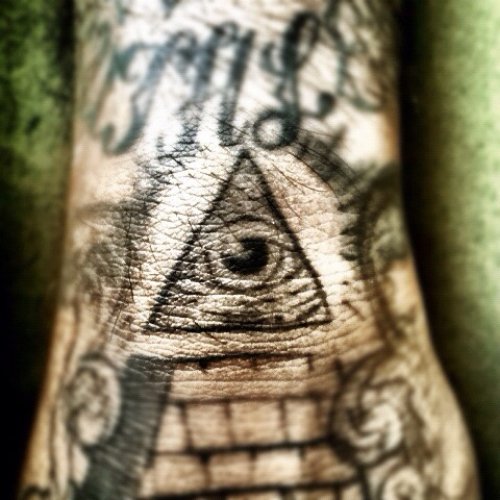 Grey Ink Illuminati Eye Tattoo